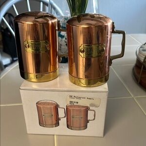 Vintage Copper and Brass Salt and Pepper Shaker.